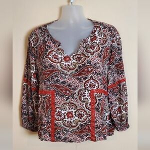 Cato Red and Black Paisley Blouse 18/20W